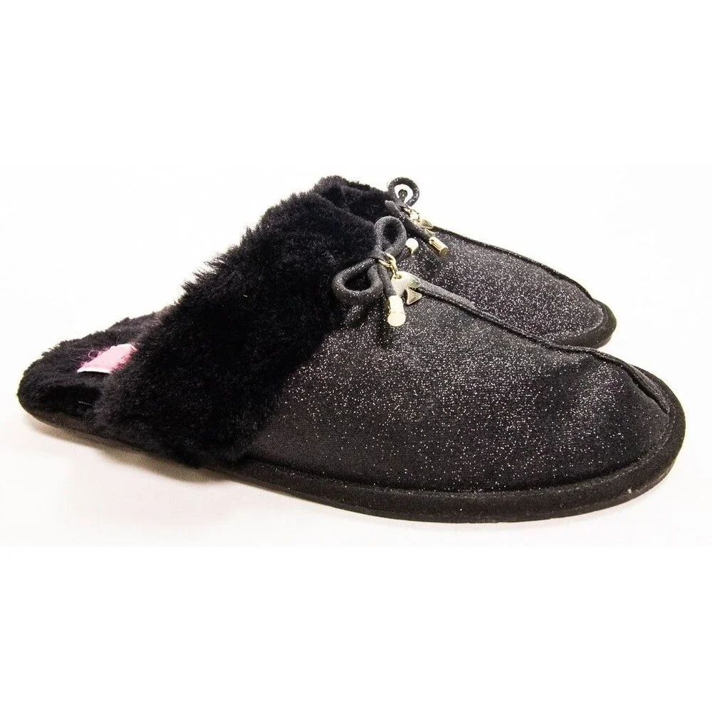 Kate Spade Lacey Glitter Slippers Slip-on Flats Bow Women's Size 9B Black